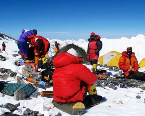 Everest team at South col, ready for the summit